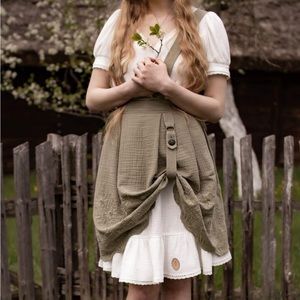 Revintaria Handmade Cotton Skirt with Suspenders